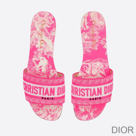 Dior Dway Slides Women Toile De Jouy Motif Canvas Rose