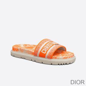 Dior Dway Slides Women Toile De Jouy Motif Cotton Orange