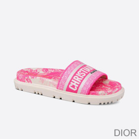 Dior Dway Slides Women Toile De Jouy Motif Cotton Pink