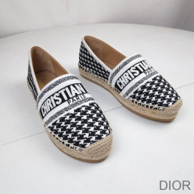 Dior Granville Espadrilles Women Houndstooth Embroidery Canvas Black