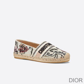 Dior Granville Espadrilles Women Rosa Mutabilis Motif Canvas White