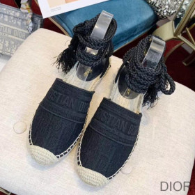 Dior Granville Espadrilles with Laces Women Oblique Motif Cotton Black