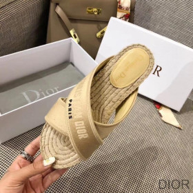 Dior Granville Slide Women Cotton Apricot
