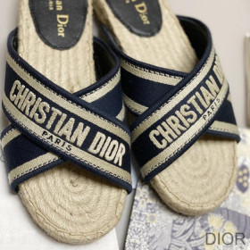 Dior Granville Slide Women Cotton Blue
