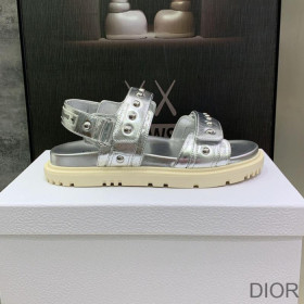 Dior DiorAct Sandals Women Lambskin With Rivets Silver