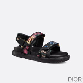 Dior DiorAct Sandals Women Petites Fleurs Technical Fabric Black
