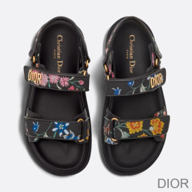 Dior DiorAct Sandals Women Petites Fleurs Technical Fabric Black