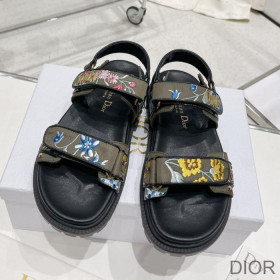 Dior DiorAct Sandals Women Petites Fleurs Technical Fabric Green