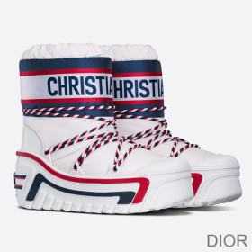 Dior DiorAlps Snow Ankle Boots Women Shiny Nylon White