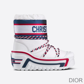 Dior DiorAlps Snow Ankle Boots Women Shiny Nylon White