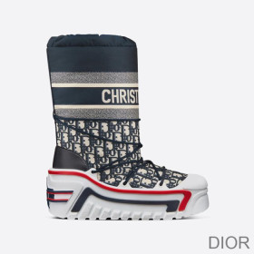 Dior DiorAlps Snow Boots Women Oblique Shiny Nylon Blue