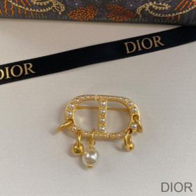 Dior 30 Montaigne Brooch Metal And White Resin Pearls Gold