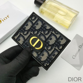 Dior 30 Montaigne Card Holder Oblique Motif Canvas Blue