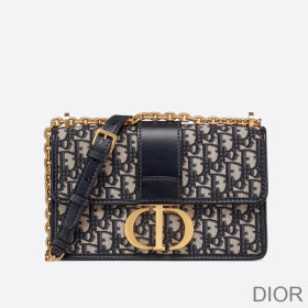 Dior 30 Montaigne Chain Bag Oblique Motif Canvas Blue