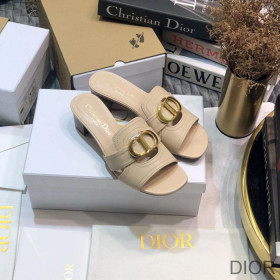 Dior 30 Montaigne Heeled Slides Women Calfskin Apricot