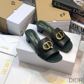 Dior 30 Montaigne Heeled Slides Women Calfskin Green