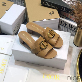 Dior 30 Montaigne Heeled Slides Women Calfskin Khaki