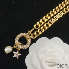 Dior 30 Montaigne Necklace Metal, White Resin Pearl And White Crystals Gold