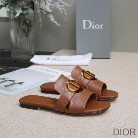 Dior 30 Montaigne Slides Women Calfskin Brown