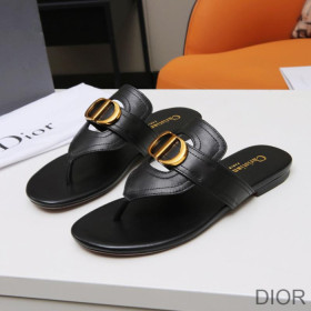 Dior 30 Montaigne Thong Slides Women Calfskin Black