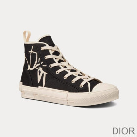 Dior B23 High Top Sneakers Unisex Cactus Jack Dior Motif Canvas Black