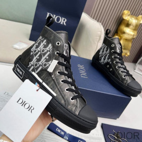 Dior B23 High Top Sneakers Unisex Oblique Motif Canvas Black