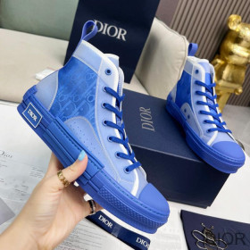 Dior B23 High Top Sneakers Unisex Oblique Motif Canvas Blue