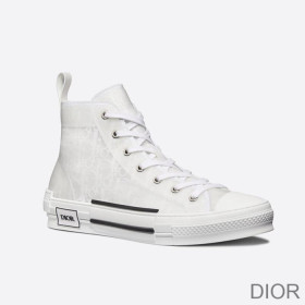 Dior B23 High Top Sneakers Unisex Oblique Motif Canvas White