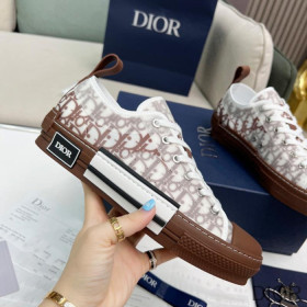 Dior B23 Sneakers Unisex Oblique Motif Canvas Brown