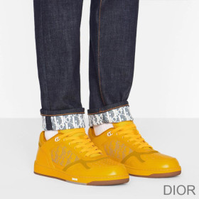 Dior B27 Sneakers Unisex World Tour Onlique Galaxy Calfskin and Suede Yellow