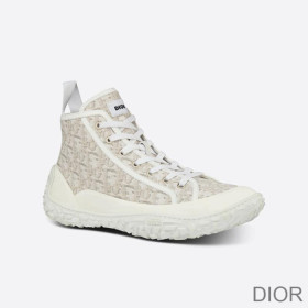 Dior B28 High Top Sneakers Unisex Oblique Motif Canvas and Rubber Beige