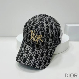 Dior Baseball Cap Shawn Logo Oblique Canvas Black