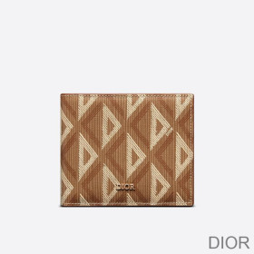 Dior Bi Fold Wallet CD Diamond Motif Canvas Brown