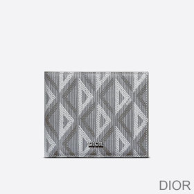 Dior Bi Fold Wallet CD Diamond Motif Canvas Grey