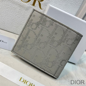 Dior Bi Fold Wallet Oblique Galaxy Leather Grey