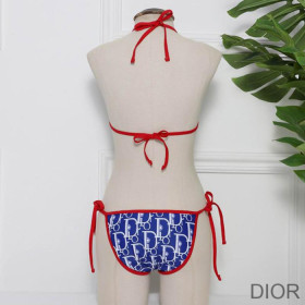 Dior Bikini Women Oblique Jacquard Cotton Blue/Red