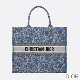Dior Book Tote Brocart Motif Canvas Blue