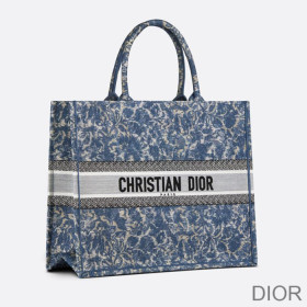 Dior Book Tote Brocart Motif Canvas Blue