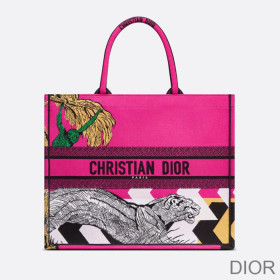 Dior Book Tote D Jungle Pop Motif Canvas Rose Bag Pink