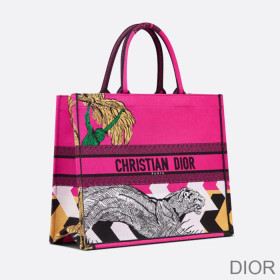 Dior Book Tote D Jungle Pop Motif Canvas Rose Bag Pink