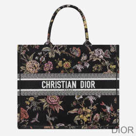 Dior Book Tote Jardin Botanique Motif Canvas Black Bag