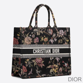 Dior Book Tote Jardin Botanique Motif Canvas Black Bag
