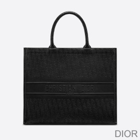 Dior Book Tote Oblique Embossed Calfskin Black Bag