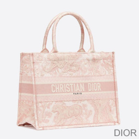 Dior Book Tote Toile De Jouy Motif Canvas Pink Bag