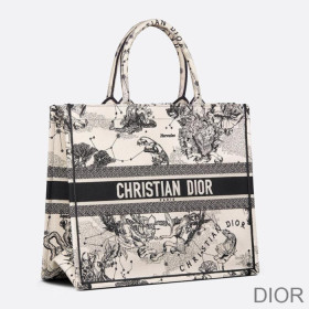 Dior Book Tote Toile de Jouy Zodiac Motif Canvas White Bag