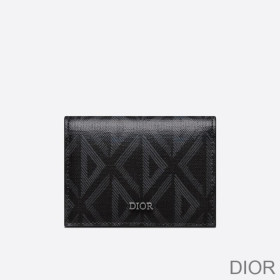 Dior Business Card Holder CD Diamond Motif Canvas Black