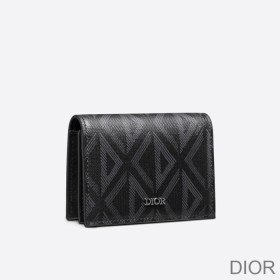 Dior Business Card Holder CD Diamond Motif Canvas Black