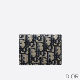 Dior Business Card Holder Oblique Motif Canvas Blue