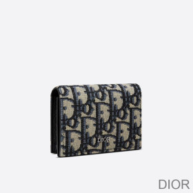 Dior Business Card Holder Oblique Motif Canvas Blue