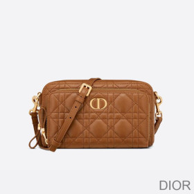 Dior Caro Double Pouch Cannage Calfskin Brown